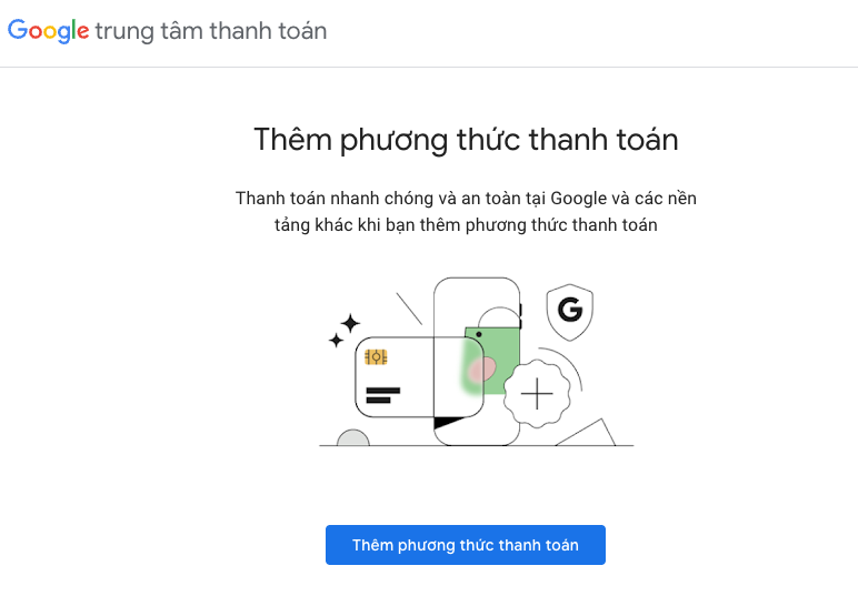 Google Thanh Toán - không có phương thức nào